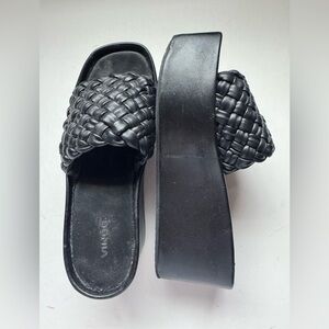 Vince Womens Mari Woven Slip On Platform Wedge Sandals Size 8.5